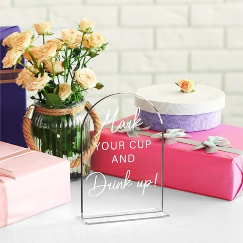 Acrylic Wedding Sign Wedding Signs for Ceremony Mark Your Cup and Drink Sign for Wedding, Modern Calligraphy, alternate view