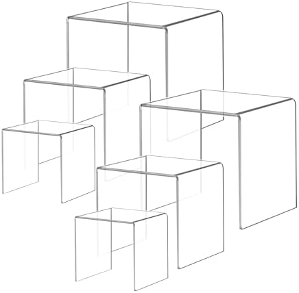 Acylic Riser Square Display Stand For Cupcakes, Arts and Crafts (Clear, 6P-4&5&6INCH) in Clear