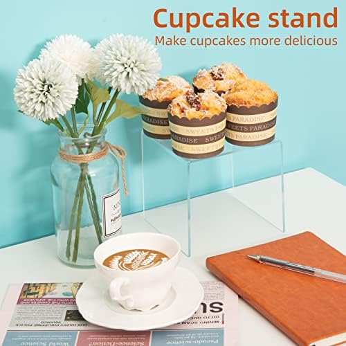 Acylic Riser Square Display Stand For Cupcakes, Arts and Crafts (Clear, 8P-4&5INCH) in Clear, alternate view 5