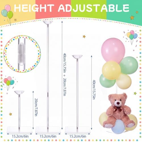 Adjustable 23.6 Inch 8 Pack Clear Acrylic Balloon Stands for Table in Adjustable 23.6 Inch in Clear, alternate view 2