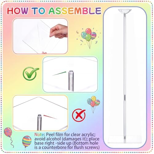 Adjustable 23.6 Inch 8 Pack Clear Acrylic Balloon Stands for Table in Adjustable 23.6 Inch in Clear, alternate view 4
