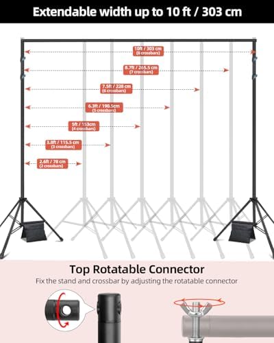 Adjustable Backdrop Stand 10x8.5ft Heavy Duty in 10x8.5ft, alternate view 3