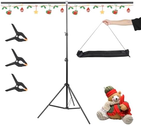 Adjustable Backdrop Stand 4.5x6.6ft, with 3 Strong Spring Clamps in 4.5x6.6ft, alternate view 2