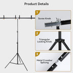 Adjustable Backdrop Stand 4.5x6.6ft, with 3 Strong Spring Clamps in 4.5x6.6ft, alternate view 5