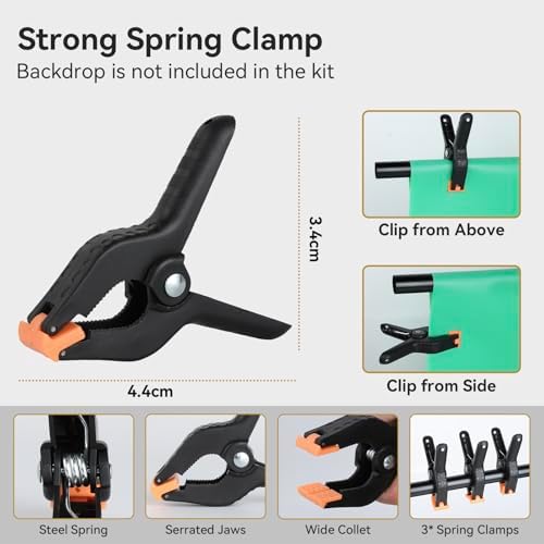 Adjustable Backdrop Stand 4.5x6.6ft, with 3 Strong Spring Clamps in 4.5x6.6ft, alternate view 6