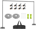 Adjustable Backdrop Stand Kit 8x10FT with Heavy Duty Flat Base, Background Support System for Photography