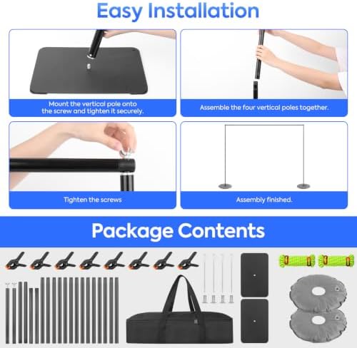 Adjustable Backdrop Stand Kit 8x10FT with Heavy Duty Flat Base, Background Support System for Photography, alternate view 5