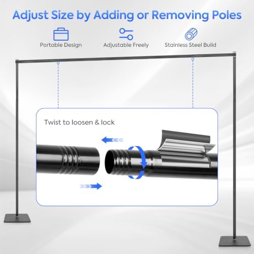 Adjustable Backdrop Stand Kit 8x10FT with Heavy Duty Flat Base, Background Support System for Photography, alternate view 6