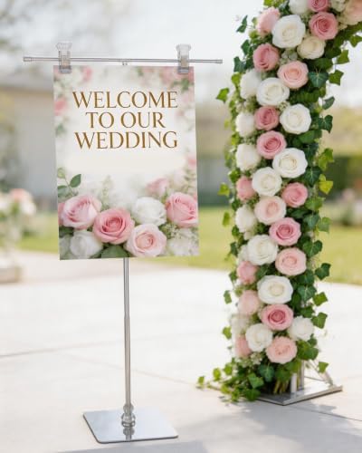 Adjustable Banner Stand Metal T-Shaped Easel Display for Sign Poster Stand, alternate view 2