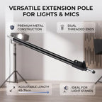 Adjustable Extension Rod Stick Pole, 45-74cm Photography Studio Extension Rod Stick 3/8" 1/4" Multipurpose, alternate view 3