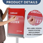 Adjustable Heavy Duty Pedestal Sign holder floor Stand, sign stand poster stand Aluminum Snap Open Frame, alternate view 3