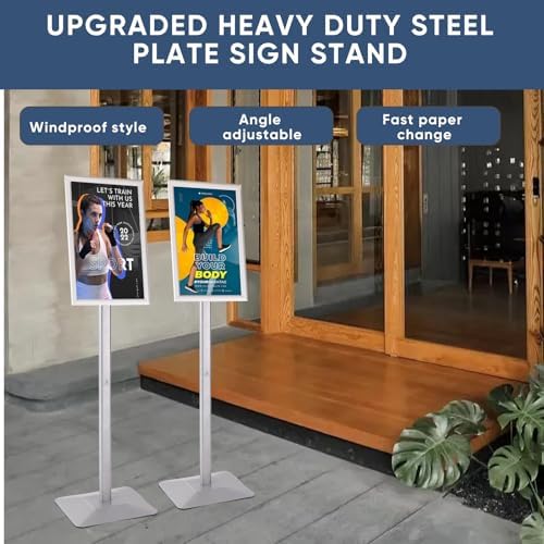 Adjustable Heavy Duty Pedestal Sign holder floor Stand, sign stand poster stand Aluminum Snap Open Frame, alternate view 7
