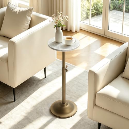 Adjustable Height Marble Drink Table, 10.2" Cocktail Martini Table, alternate view 4
