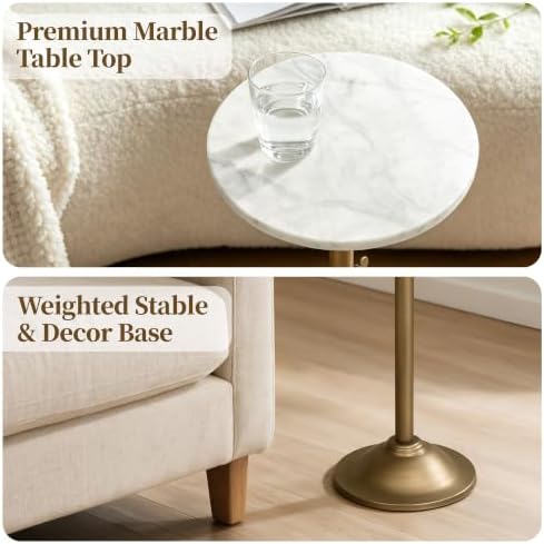 Adjustable Height Marble Drink Table, 10.2" Cocktail Martini Table, alternate view 6