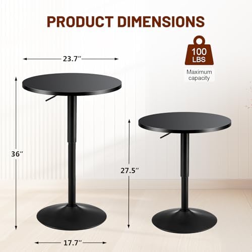 Adjustable Height Pub Table 27''-36'', Round Cocktail Tables for Parties, High Top Table for Bistro, Dining, alternate view 3