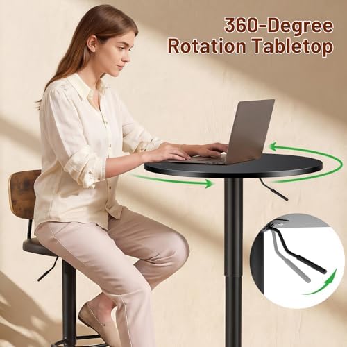 Adjustable Height Pub Table 27''-36'', Round Cocktail Tables for Parties, High Top Table for Bistro, Dining, alternate view 6