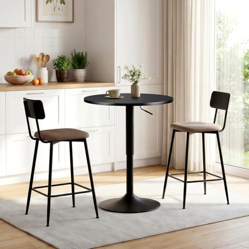 Adjustable Height Pub Table 27''-36'', Round Cocktail Tables for Parties, High Top Table for Bistro, Dining, alternate view 2