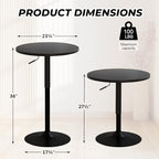 Adjustable Height Pub Table 27''-36'', Round Cocktail Tables for Parties, High Top Table for Bistro, Dining, alternate view 3