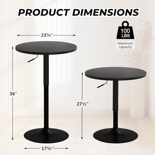 Adjustable Height Pub Table 27''-36'', Round Cocktail Tables for Parties, High Top Table for Bistro, Dining, alternate view 3
