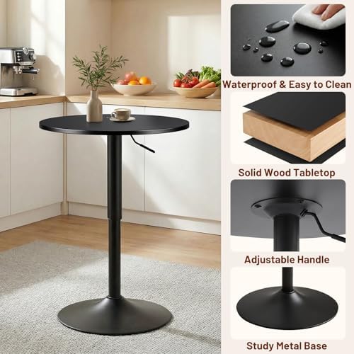 Adjustable Height Pub Table 27''-36'', Round Cocktail Tables for Parties, High Top Table for Bistro, Dining, alternate view 4