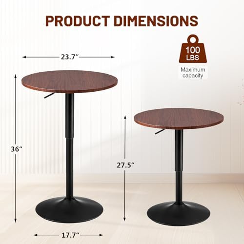 Adjustable Height Pub Table 27''-36'', Round Cocktail Tables for Parties, High Top Table for Bistro, Dining, alternate view 3