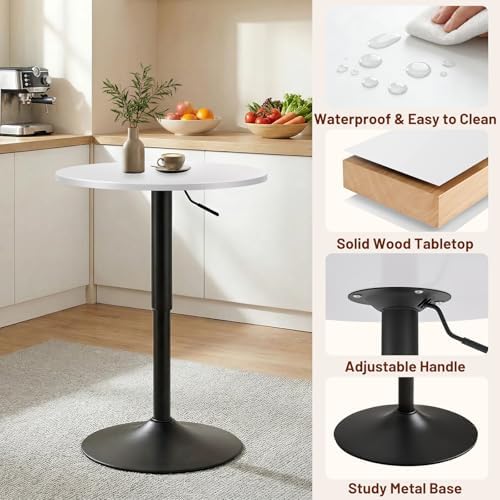 Adjustable Height Pub Table 27''-36'', Round Cocktail Tables for Parties, High Top Table for Bistro, Dining, alternate view 4