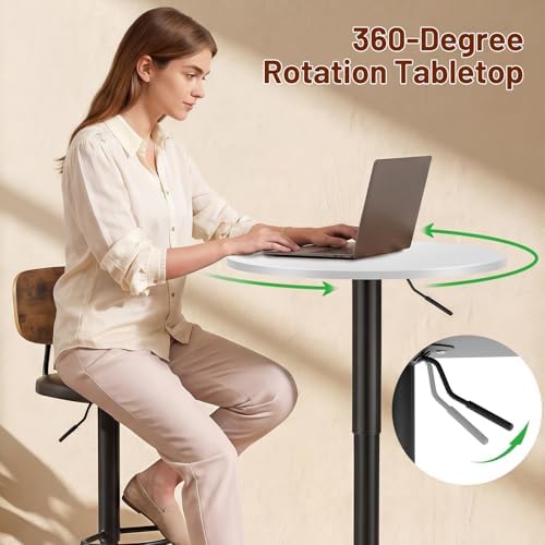 Adjustable Height Pub Table 27''-36'', Round Cocktail Tables for Parties, High Top Table for Bistro, Dining, alternate view 6