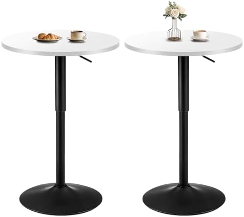 Adjustable Height Pub Table 27''-36'', Round Cocktail Tables for Parties, High Top Table for Bistro, Dining