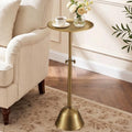 Adjustable-Height Small Drink Table, Round Antique Gold Side Table in Antique Gold