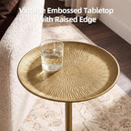 Adjustable-Height Small Drink Table, Round Antique Gold Side Table in Antique Gold, alternate view 3