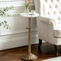 Adjustable Marble Drink Table, 10" Round Pedestal Side Table
