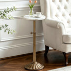Adjustable Marble Drink Table, 10" Round Pedestal Side Table