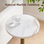 Adjustable Marble Drink Table, 10" Round Pedestal Side Table, alternate view 3