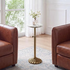 Adjustable Marble Drink Table, 10" Round Pedestal Side Table, alternate view 4