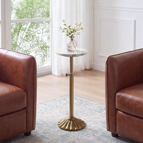 Adjustable Marble Drink Table, 10" Round Pedestal Side Table, alternate view 4