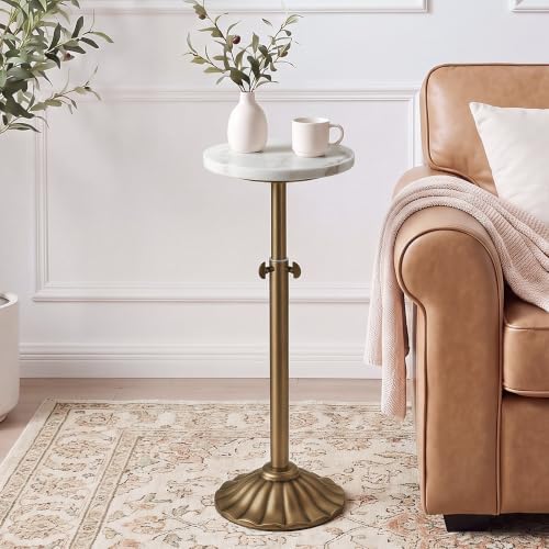 Adjustable Marble Drink Table, 10" Round Pedestal Side Table, alternate view 5