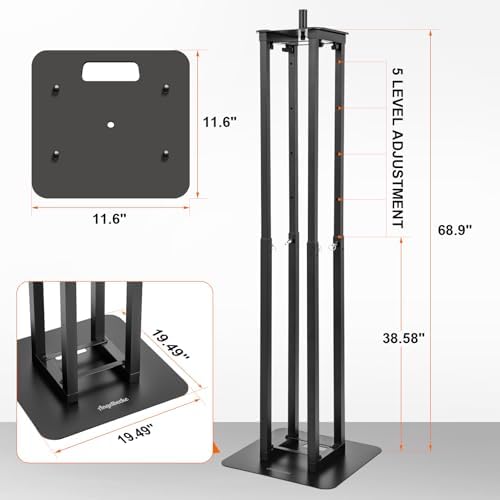 Adjustable Moving Head Light Totem Stands. Totem Light Stand, Adjustable 38.58-68.8 in, Black/White Scrims, alternate view 2