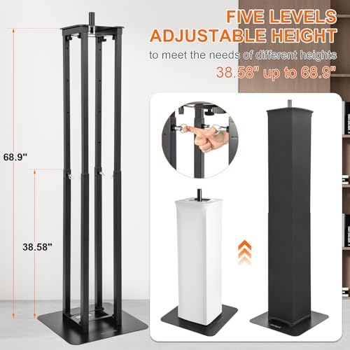 Adjustable Moving Head Light Totem Stands. Totem Light Stand, Adjustable 38.58-68.8 in, Black/White Scrims, alternate view 3