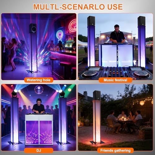 Adjustable Moving Head Light Totem Stands. Totem Light Stand, Adjustable 38.58-68.8 in, Black/White Scrims, alternate view 6