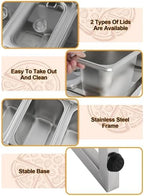 Adjustable Stainless Steel Pizza Topping Storage Station (10 Pans) in Silver Adjustable, alternate view 4