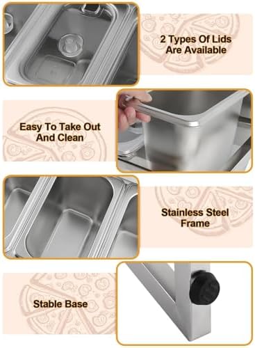 Adjustable Stainless Steel Pizza Topping Storage Station (10 Pans) in Silver Adjustable, alternate view 4