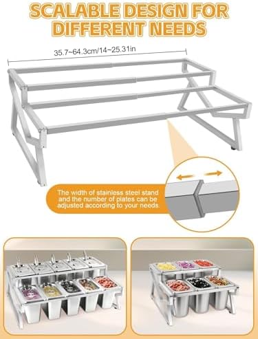 Adjustable Stainless Steel Pizza Topping Storage Station (10 Pans) in Silver Adjustable, alternate view 5