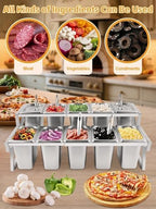 Adjustable Stainless Steel Pizza Topping Storage Station (10 Pans) in Silver Adjustable, alternate view 7