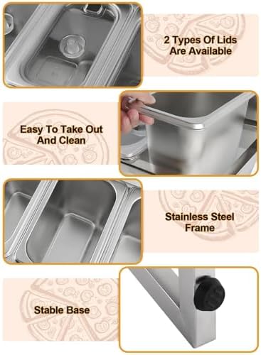 Adjustable Stainless Steel Pizza Topping Storage Station (8 Pans) in Compact (14.4-25.8 inches) in Silver, alternate view 4