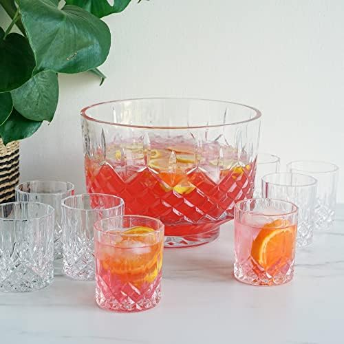 Admiral Punch Bowl Set with 8 Tumblers, Cut Crystal Cocktail Party Serveware, Dishwasher Safe, 2.5 Gallons, 9 Oz, alternate