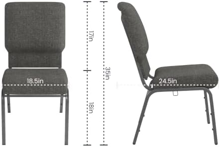 Advantage Charcoal Gray Church Chair 18.5 in. Wide, alternate view 3