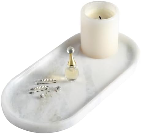 African Natural Marble Decorative Tray, 12"x6" - Countertop Organizer, Catchall Tray for Perfume, Candles
