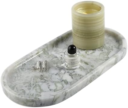 African Natural Marble Tray, 12"x6" Vanity Decorative Tray for Countertop Organizer, Catchall Tray for Perfume