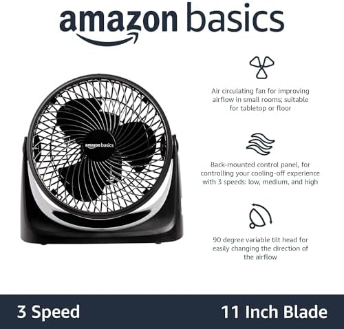 Air Circulator Fan, Desk Fan for Bedroom, Home and Office, With 90-Degree Tilt Head, 3 Speed Settings, alternate view 4