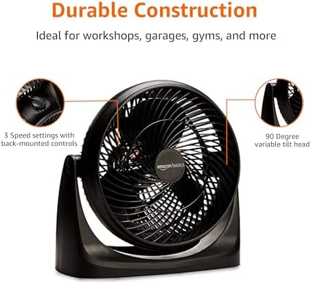 Air Circulator Fan, Desk Fan for Bedroom, Home and Office, With 90-Degree Tilt Head, 3 Speed Settings, alternate view 7